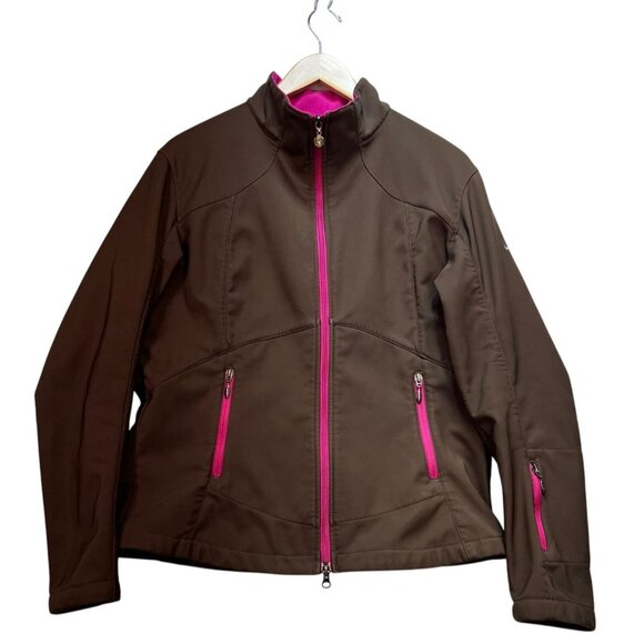 Nike Womens Windbreaker Jacket Size XL Brown Reversible Fleece Coxy Outdoors - Picture 1 of 10